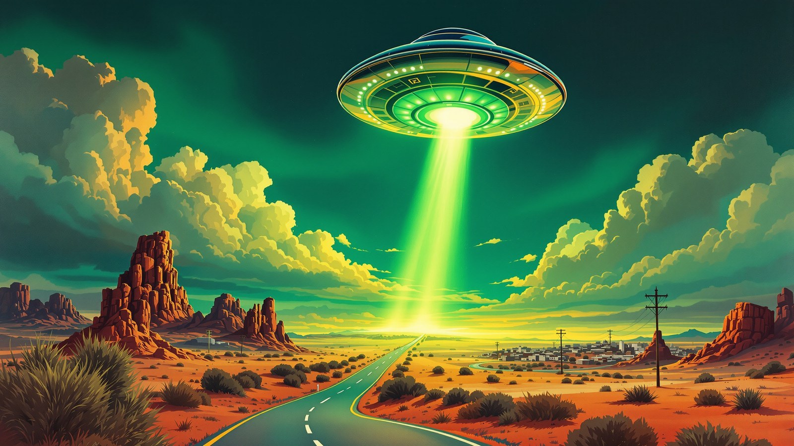 Alien Trump abducted by a flying saucer